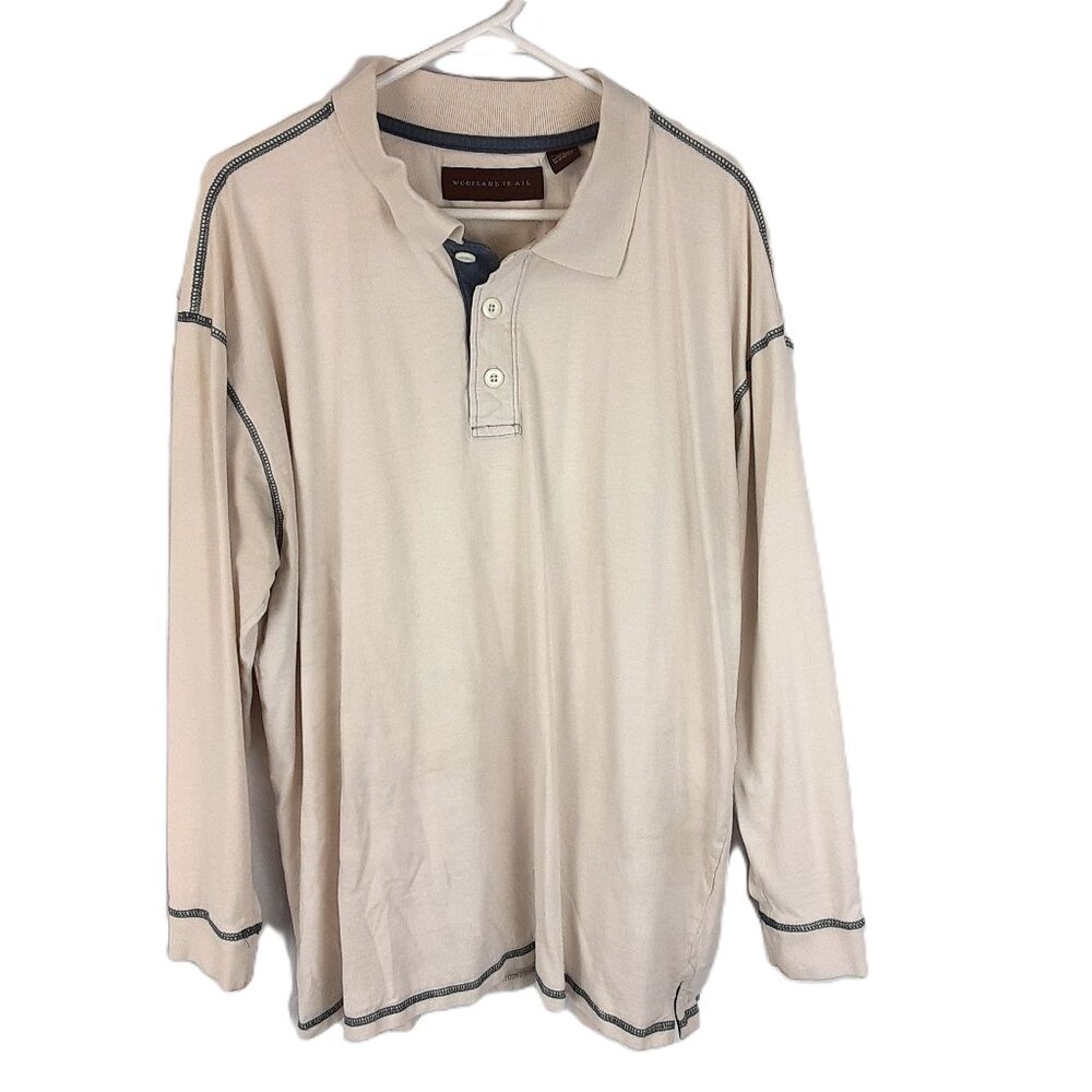 Woodland Trail Long Sleeve Pullover Sz XL Faint Spots 1/4 Button Outdoor Hiking